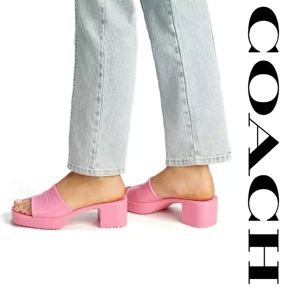 Coach Scarlett Rubber Sandal Pink Size 6 B (M) - Picture 2 of 8